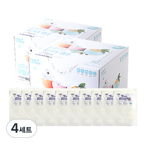 퓨어썬데이 국내제조 빨아쓰는 주방행주 50p x 2팩 + 프리미엄 행주 10p, 4세트