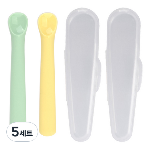 데일리라이크 봉봉 이유식 스푼 1단계 2p + 케이스 세트, 민트 + 레몬, 5세트