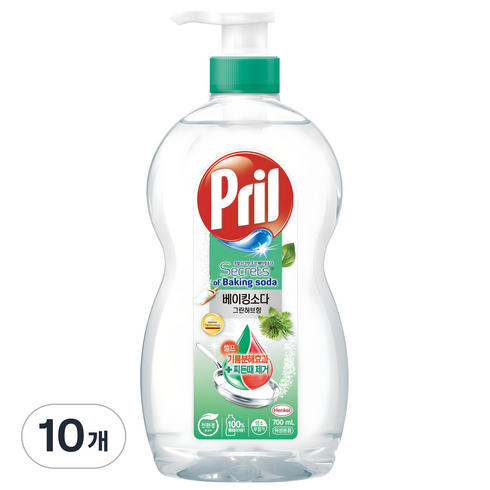 프릴 시크릿 오브 베이킹소다 주방세제 그린허브향, 700ml, 10개