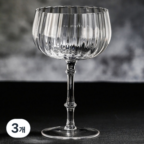 아메리칸로드 꽃봉우리 라인 샴폐인 칵테일잔 HR1734, 3개, 300ml