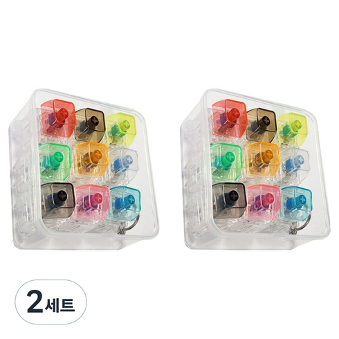 조립 블럭 9구 led 키캡 키링 2p 세트, 혼합색상, 2세트