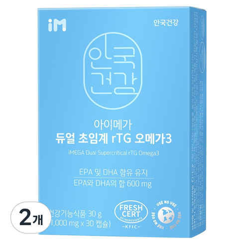 안국건강 아이메가 듀얼 초임계 알티지 오메가3 30g, 30정, 2개