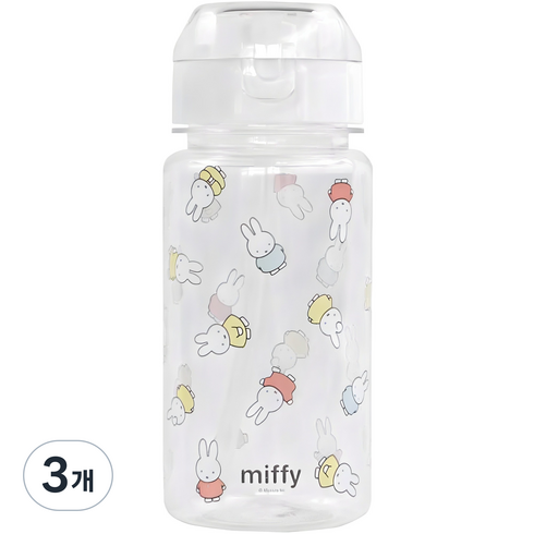 키친유 미피 빨대 물병, 혼합색상, 350ml, 3개