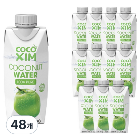 코코씸 100프로 퓨어 코코넛 워터, 330ml, 48개