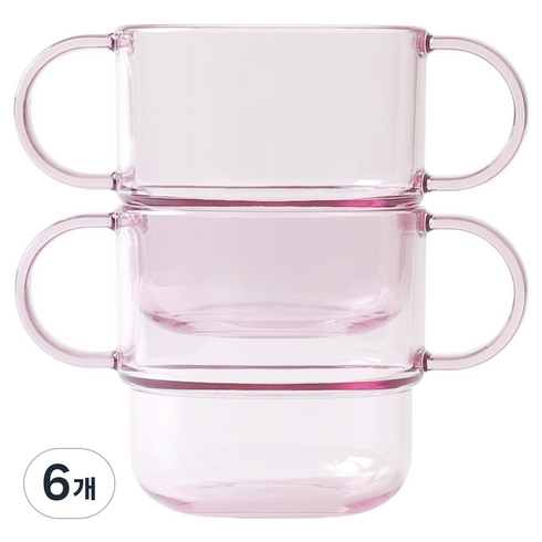 탁가온 유아용 에코젠 양손 투명컵, 핑크, 6개, 200ml