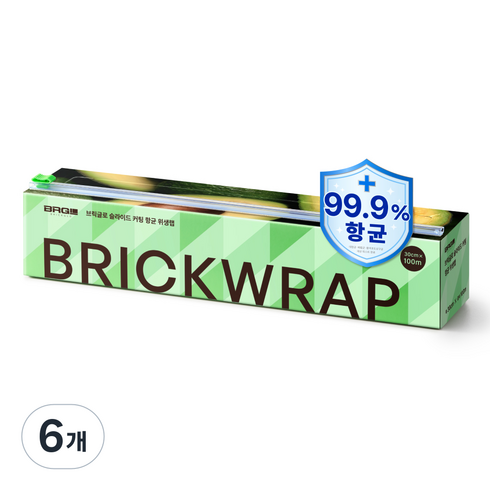 브릭글로 슬라이드 커팅 항균 주방 위생랩, 100m, 6개