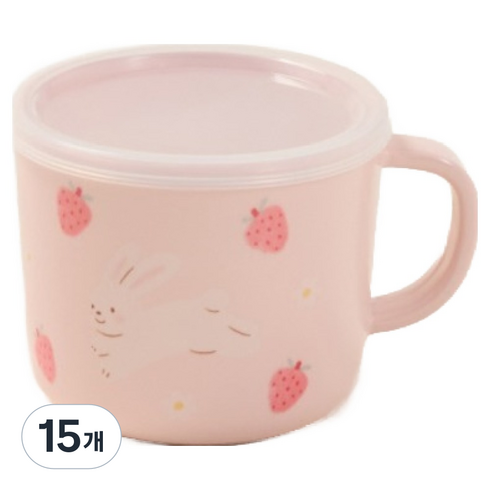 모던하우스 해피스프링 멜라민 머그컵 200ml, 15개, 토끼 뚜겅 머그