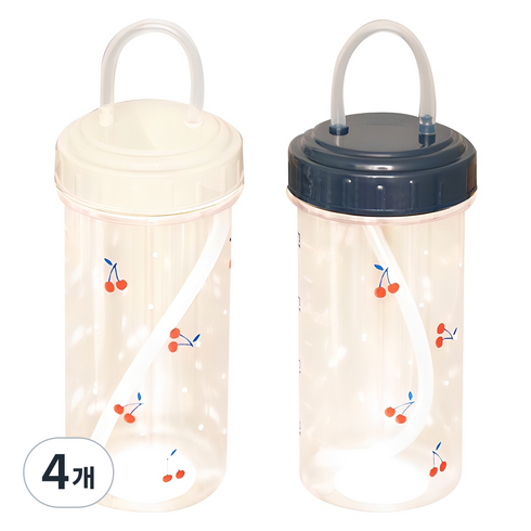 에이엘에스 실리콘 빨대물병 2종, 체리, 500ml, 4개