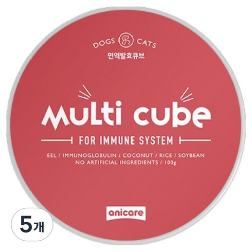 anicare 반려동물 면역 멀티큐브 간식, 혼합맛(장어/코코넛), 100g, 5개
