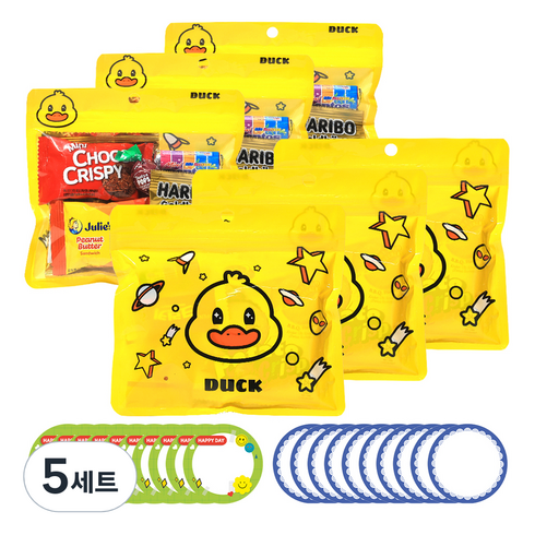 한봄 과자 답례품 어린이집 유치원 간식 선물, 간식 7종 6p + 라벨스티커 20p, 5세트