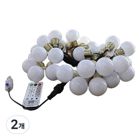 21세기트랜드 USB 화이트캡 골드 빅볼 앵두 전구 6m 30구, 전구색, 2개