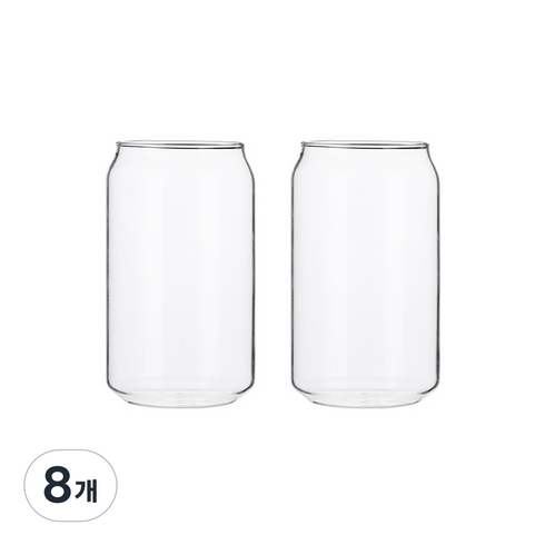 블룸엣홈 내열유리 캔 맥주잔 중 380ml, 8개