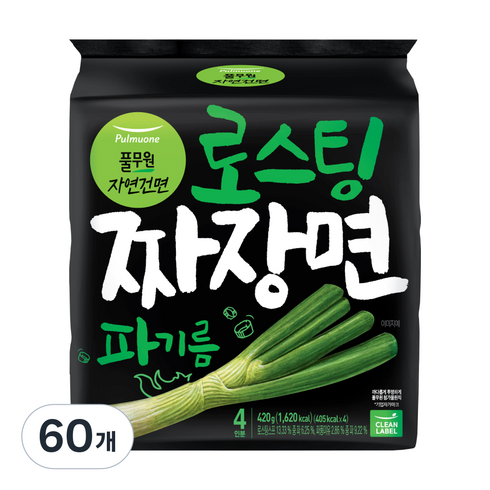 풀무원 로스팅 짜장 파기름 라면 105g, 60개