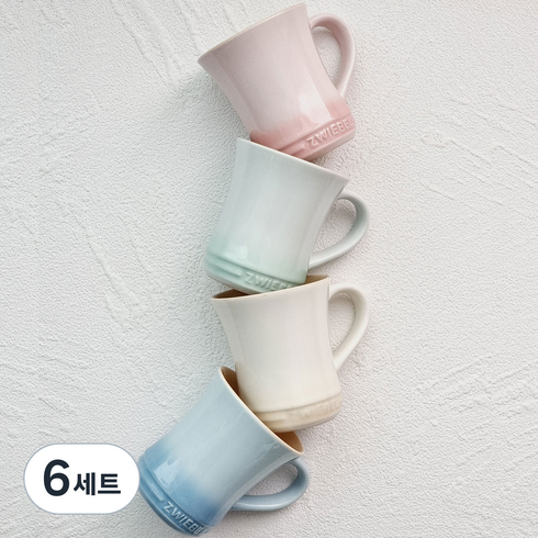 스위티 머그컵 4종 세트 300ml, 파우더그린, 파우더블루, 파우더베이지, 파우더핑크, 6세트