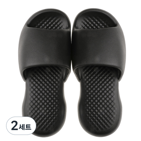 마크툴 미끄럼방지 욕실 슬리퍼, 블랙, 2세트