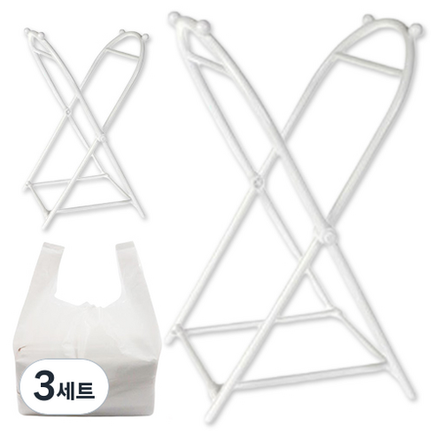파라디 다용도 미니 쓰레기봉투 거치대 2p + 샘플봉투 10p 세트, 화이트, 3세트