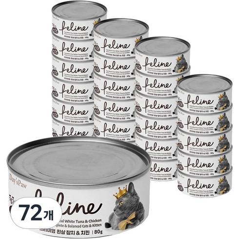 데이스포 고양이 필라인 간식캔, 혼합맛(흰살참치/치킨), 80g, 72개