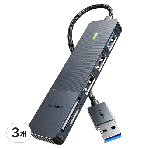 코드웨이 5포트 USB A타입 C타입 멀티허브 LA7105A, 3개, 혼합색상