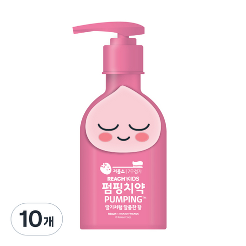 리치 카카오프렌즈 키즈 펌핑치약 핑크색, 160g, 10개