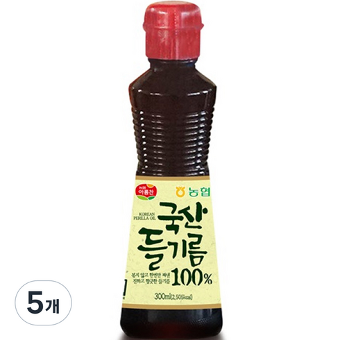 아름찬 들기름, 5개, 300ml