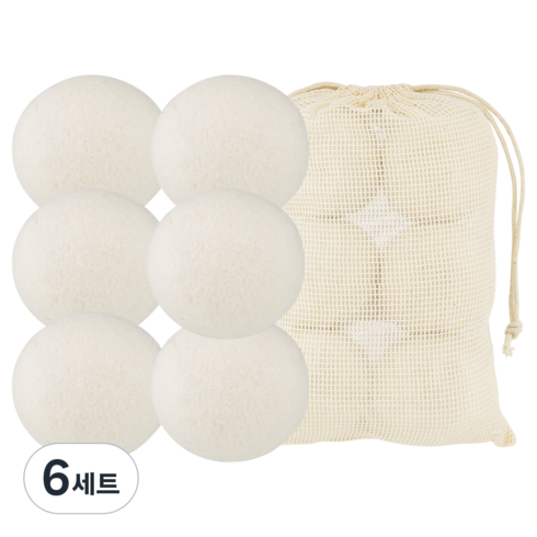 나무 건조기 양모볼 6p + 파우치 세트, 6세트