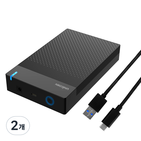 유니콘 USB3.1 C to A 유무선 3.5인치 외장하드 슬라이드 조립 케이스, HDD-500V, 2개