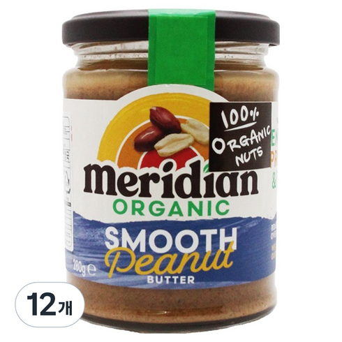 메리디안 100% 유기농 스무드 땅콩버터, 280g, 12개