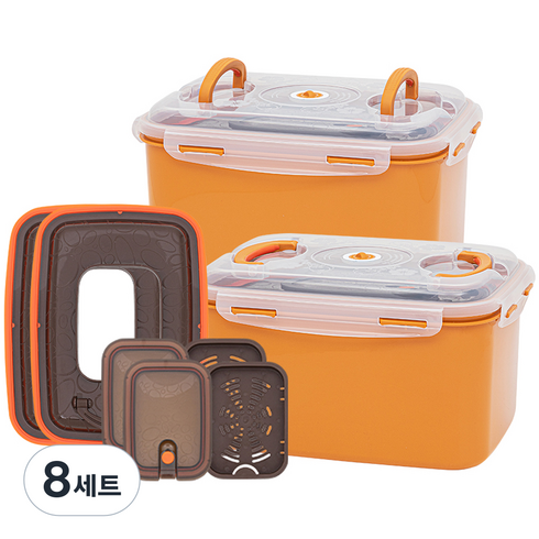 이지앤프리 황토누름독 스마트 김치통 2p + 2in1 누름이 2p 세트, 10L, 8세트