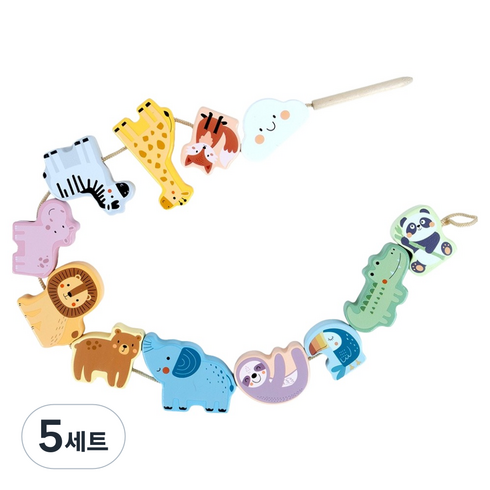 투키토이 파스텔 비즈 동물 실꿰기 세트, 5세트