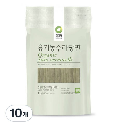 청정원 유기농 수라 당면, 1kg, 10개