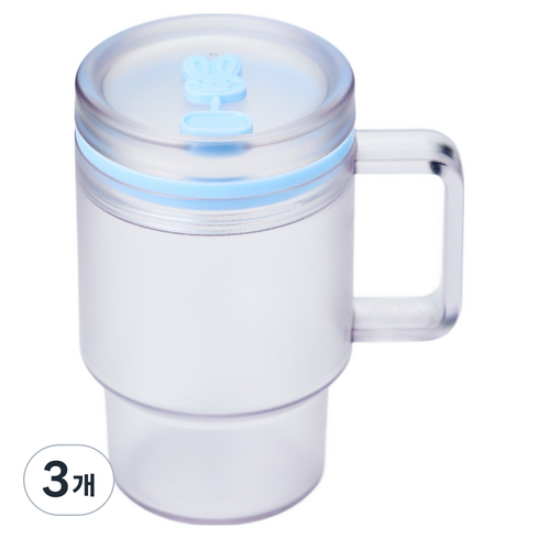 네스틱 미니텀블러 스파우트 빨대컵, 코튼 블루, 3개, 300ml