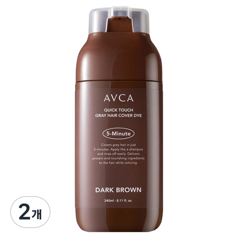 아브카 퀵 터치 5분 새치 커버 염모제 240ml, 다크브라운, 2개