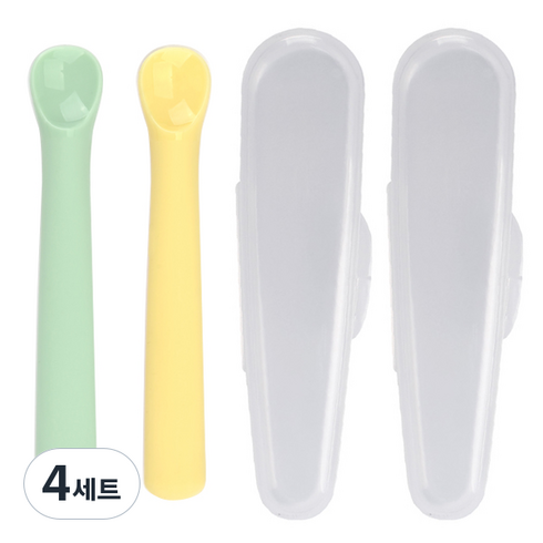 데일리라이크 봉봉 이유식 스푼 1단계 2p + 케이스 세트, 민트 + 레몬, 4세트
