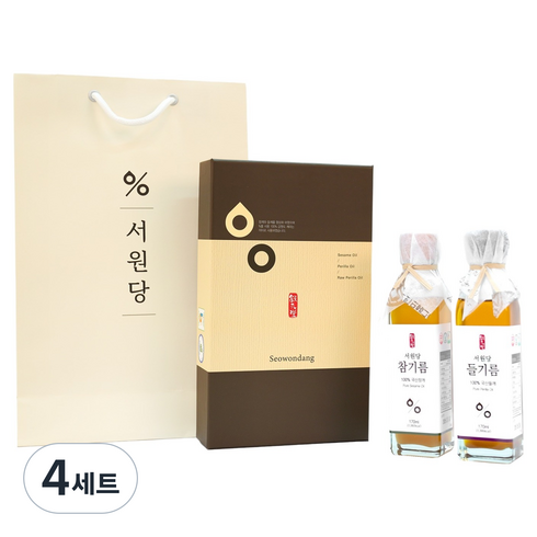 서원당 참기름 + 들기름 1호 선물세트 + 쇼핑백, 4세트