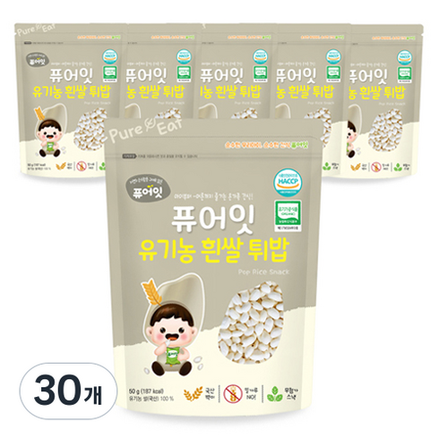 퓨어잇 유기농 흰쌀 튀밥, 50g, 30개