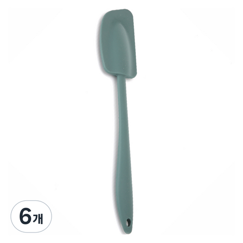 젊은이마켓 바른리빙 실리콘 스패츌라 알뜰주걱 대형, 인디그린, 6개