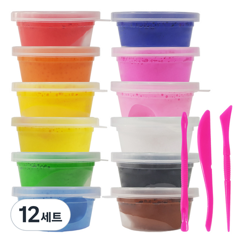 아가플러스 말랑말랑 12색 컬러 클레이 + 미니도구 3종 세트, 혼합색상, 310g, 12세트