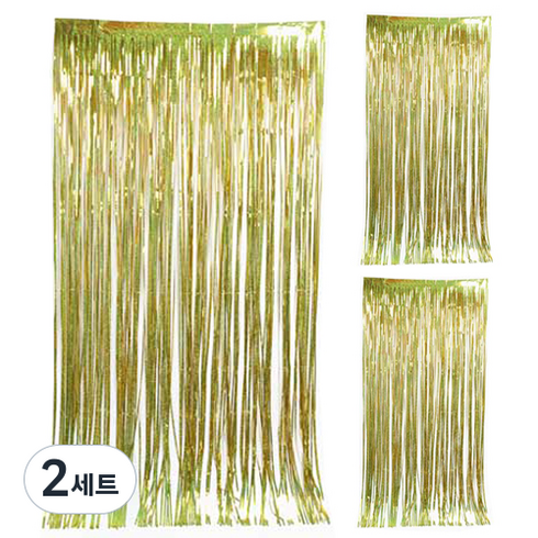 파티해 수술 은박 커튼 3p, 홀로그램골드, 2세트