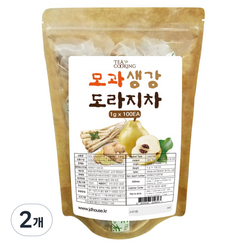티쿠킹 모과 생강 도라지차 티백, 1g, 2개, 100개입