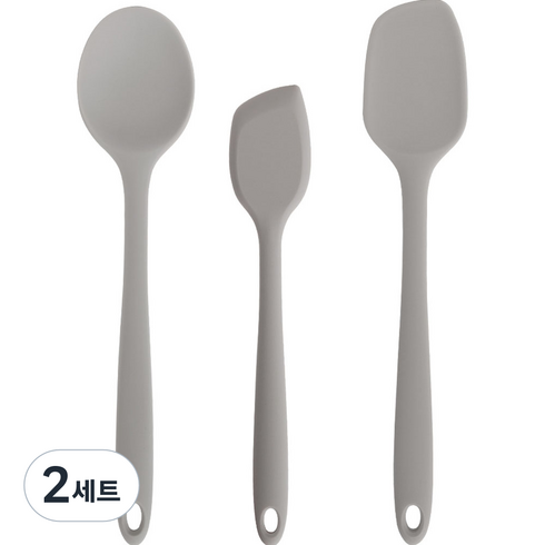 퍼기 실리콘 이유식 조리도구 3종 멀티스푼 + 스파출라 세트, 멀티스푼(대)+스파출라(소)+스파출라(대), 2세트, 웜그레이