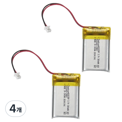 컴스 602030 충전지 3.7V 300mAh 리튬폴리머 배터리, 4개, CP910