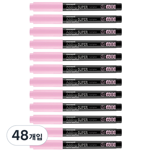 모나미 에딩슈퍼 600 파스텔 형광펜, PastelPink, 48개