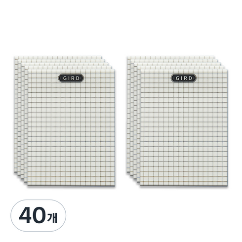 코히모 투명 포스트잇 디자인 메모지 4W098 50p, 모눈, 50매, 40개