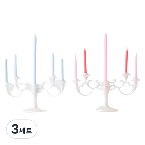 조이파티 생일초 샹들리에 캔들 2종 세트, 핑크, 블루, 3세트