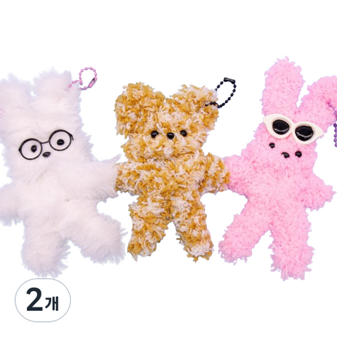 아트니즘 털 모루인형 3p DIY 키링만들기 세트, 랜덤발송, 2개