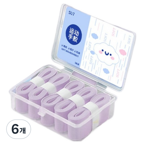 소울리치 슈퍼 소프트 라켓 골프 낚시대 그립 테이프 5p, 타로퍼플, 6개