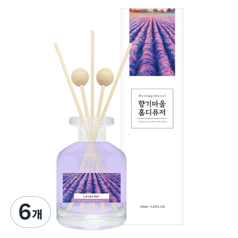 향기마을 실내용 홈 디퓨저, 라벤더, 150ml, 6개