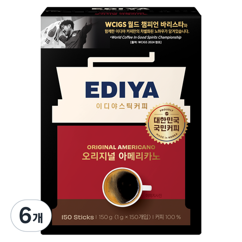 이디야 오리지널 아메리카노 원두커피믹스, 1g, 150개입, 6개