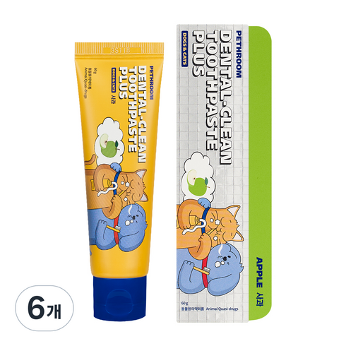 페스룸 반려동물 덴탈 클린 치약 플러스 애플향, 60g, 6개