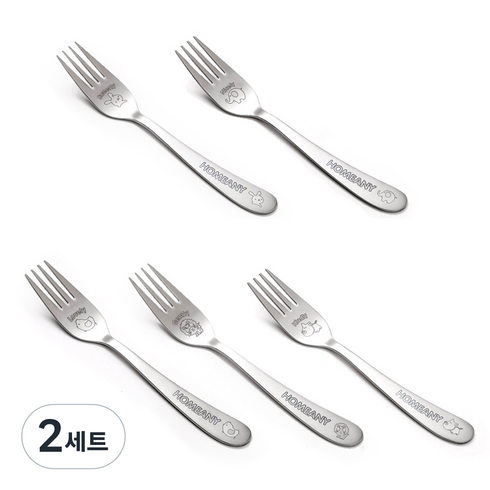 홈애니 국산 어린이포크 5종 세트, 2세트, 포크 토끼 + 코끼리 + 병아리 + 사자 + 돼지